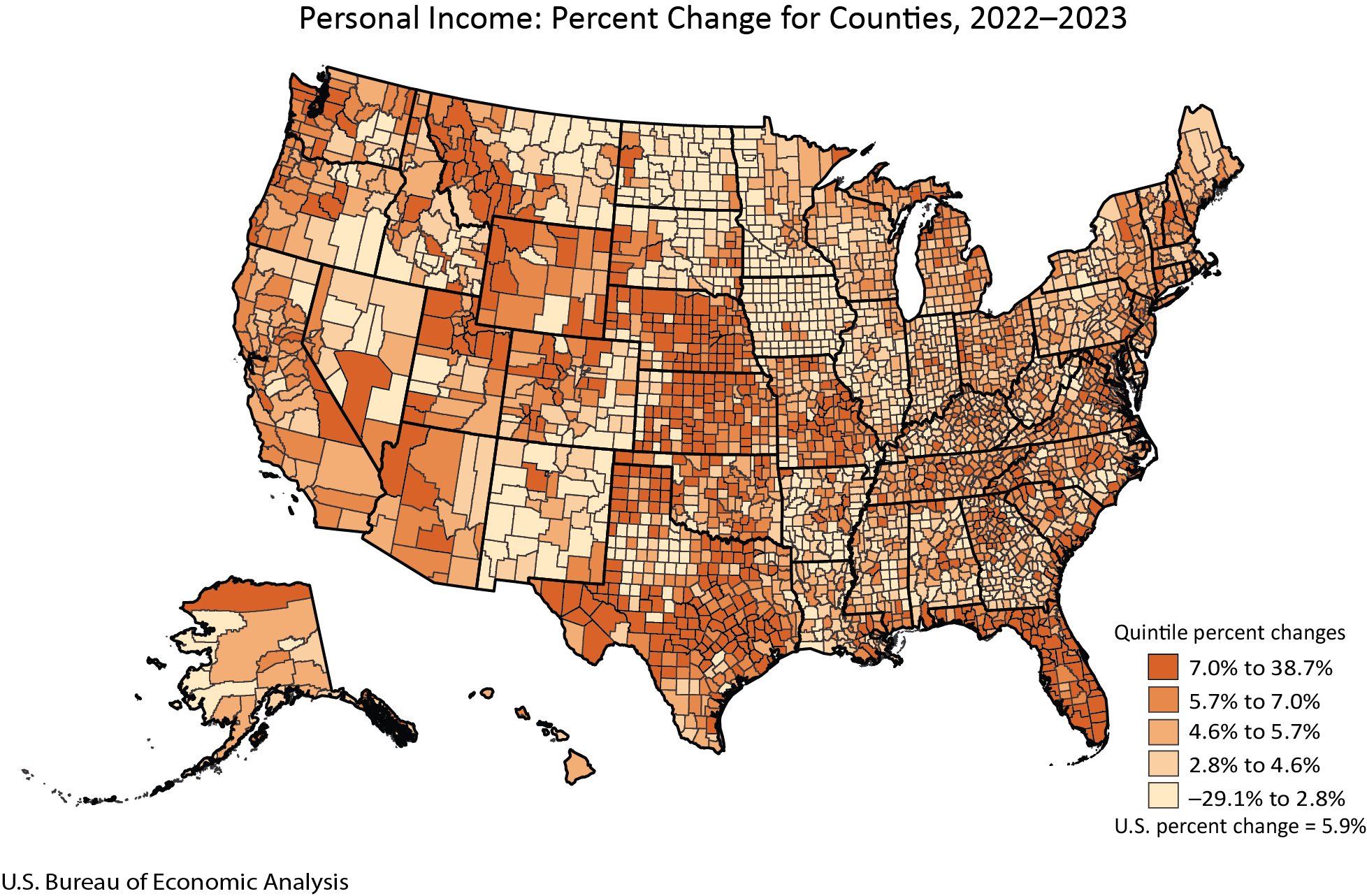 Personal Income: Percent Change for Counties, 2022-2023